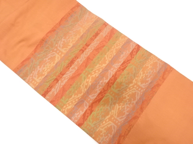 横段に花亀甲模様織り出し名古屋帯